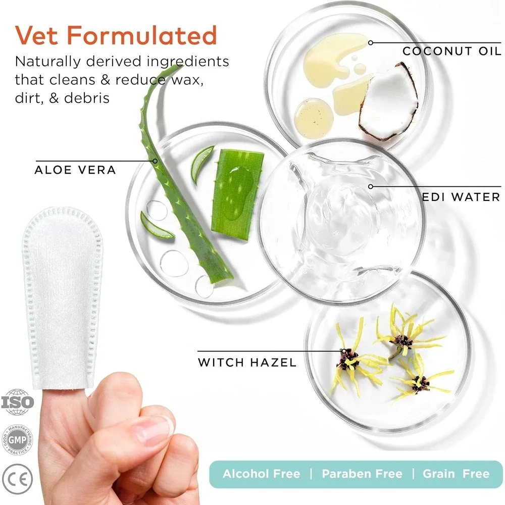 ARCA Pet Ear Care Finger Wipes for All Dogs - 50 Count Box